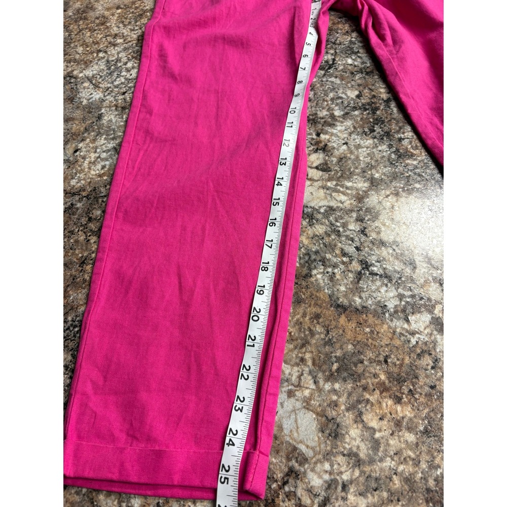 J.Crew Seaside Pink Linen Blend Drawstring Elastic Waist Coastal Pants Size 6 - Picture 6 of 8